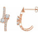 Ladies Natural Diamond Two-Stone J-Hoop Earrings — 14K Rose Gold