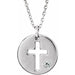Ladies Natural Diamond Pierced Cross Disc Necklace (I1, G-H) — Sterling Silver