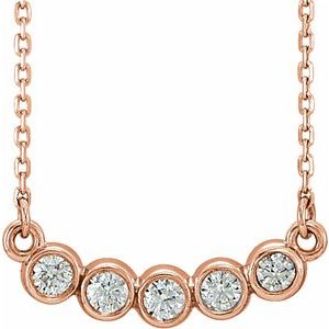 Ladies Natural Diamond Bezel-Set Necklace (I1, G-H) — 14K Rose Gold