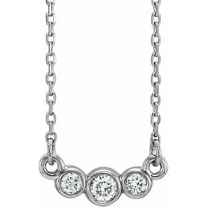 Ladies Natural Diamond Three-Stone Necklace (I1, G-H) — Platinum