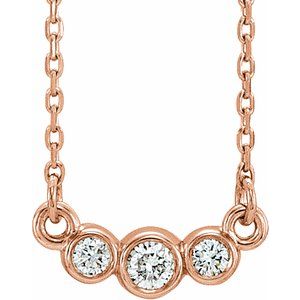 Ladies Natural Diamond Three-Stone Necklace (I1, G-H) — 14K Rose Gold