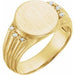 Ladies Natural Diamond 14.5x13 mm Oval Signet Ring — 14K Yellow Gold