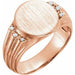 Ladies Natural Diamond 14.5x13 mm Oval Signet Ring — 14K Rose Gold