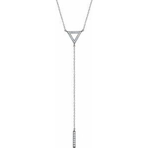 Ladies Natural Diamond Triangle Bar Y Necklace (I1, H+) — 14K White Gold