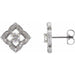 Ladies Natural Diamond Halo-Style Clover Earrings — Sterling Silver