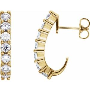 Ladies Natural Diamond J-Hoop Earrings (I1, G-H) — 14K Yellow Gold