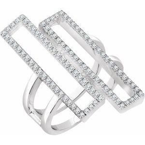 Ladies Natural Diamond Geometric Ring (I1, H+) — 14K White Gold