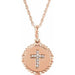 Ladies Natural Diamond Cross Rope Necklace (I1, G-H) — 14K Rose Gold