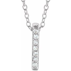 Ladies Natural Diamond Bar Necklace (I1, H+) — 14K White Gold
