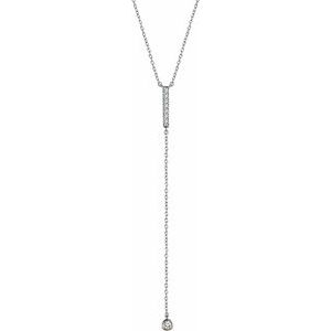 Ladies Natural Diamond Bar Y Necklace (I1, H+) — 14K White Gold