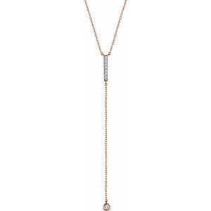 Ladies Natural Diamond Bar Y Necklace (I1, H+) — 14K Rose Gold
