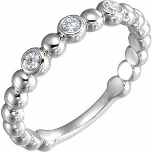 Ladies Natural Diamond Beaded Ring (I1, G-H) — Sterling Silver