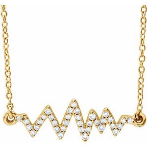 Ladies Natural Diamond Heartbeat Necklace (I1, H+) — 14K Yellow Gold
