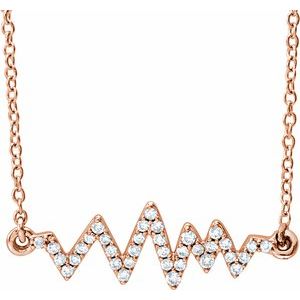 Ladies Natural Diamond Heartbeat Necklace (I1, H+) — 14K Rose Gold
