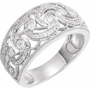Ladies Natural Diamond Ring (I1, H+) — 14K White Gold