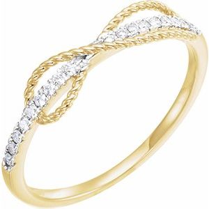Ladies Rhodium-Plated Natural Diamond Infinity-Inspired Ring (I1, H+) — 14K Yellow Gold
