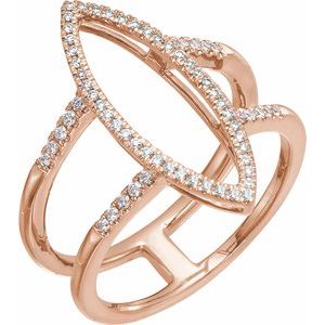 Ladies Natural Diamond Geometric Ring (I1, H+) — 14K Rose Gold