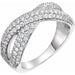 Ladies Natural Diamond Criss-Cross Ring (I1, H+) — 14K White Gold