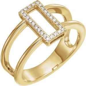 Ladies Natural Diamond Geometric Ring (I1, H+) — 14K Yellow Gold