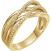 Ladies Natural Diamond Criss-Cross Ring (I1, H+) — 14K Yellow Gold