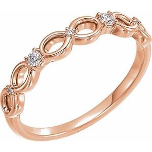 Ladies Natural Diamond Infinity-Inspired Ring (I1, G-H) — 14K Rose Gold