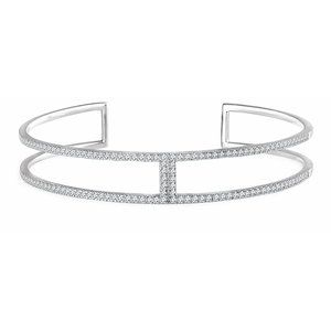 Ladies Natural Diamond Cuff Bracelet (I1, H+) — 14K White Gold