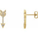 Ladies Natural Diamond Arrow Earrings — 14K Yellow Gold