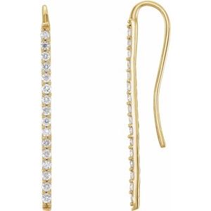 Ladies Natural Diamond Bar Earrings — 14K Yellow Gold