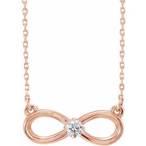 Ladies Natural Diamond Infinity-Inspired Necklace (I1, G-H) — 14K Rose Gold