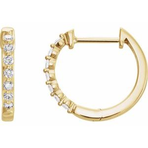 Ladies Natural Diamond Hinged 15.25 mm Hoop Earrings (I1, H+) — 14K Yellow Gold