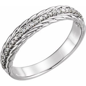 Ladies 14K Yellow Natural Diamond Rope Ring (I1, G-H) — Sterling Silver
