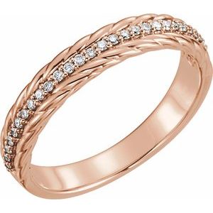 Ladies 14K Yellow Natural Diamond Rope Ring (I1, G-H) — 14K Rose Gold