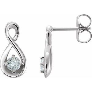 Ladies Natural Diamond Infinity-Inspired Earrings — Platinum
