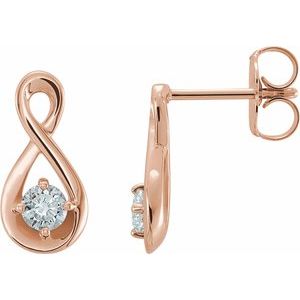 Ladies Natural Diamond Infinity-Inspired Earrings — 14K Rose Gold