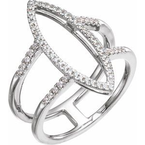 Ladies Natural Diamond Geometric Ring (I1, H+) — 14K White Gold
