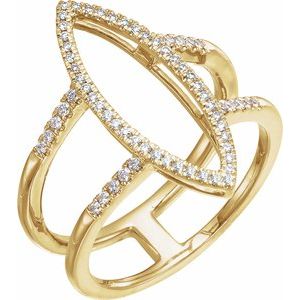 Ladies Natural Diamond Geometric Ring (I1, H+) — 14K Yellow Gold