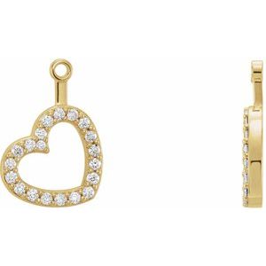 Ladies Natural Diamond Heart Earring Jackets — 14K Yellow Gold