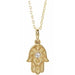 Ladies Natural Diamond Hamsa Necklace (I1, G-H) — 14K Yellow Gold