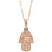 Ladies Natural Diamond Hamsa Necklace (I1, G-H) — 14K Rose Gold
