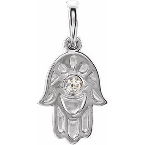 Ladies Natural Diamond Hamsa Pendant (I1, G-H) — Sterling Silver