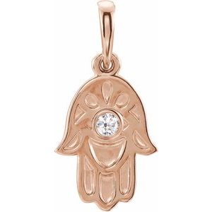 Ladies Natural Diamond Hamsa Pendant (I1, G-H) — 14K Rose Gold