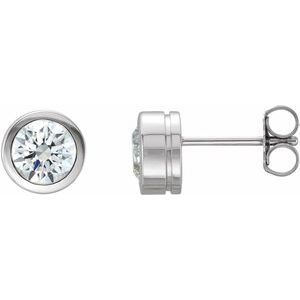 Ladies Natural Diamond Bezel-Set Earrings (Si2-Si3, G-H) — Platinum