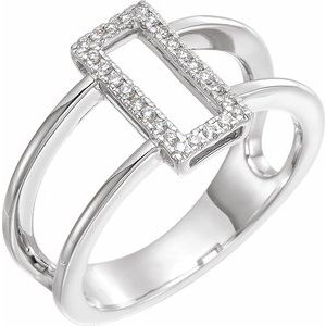 Ladies Natural Diamond Geometric Ring (I1, H+) — 14K White Gold