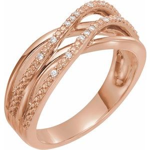 Ladies Natural Diamond Criss-Cross Ring (I1, H+) — 14K Rose Gold
