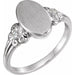 Ladies Diamond 12x8 mm Oval Fleur-de-lis Signet Ring — Sterling Silver