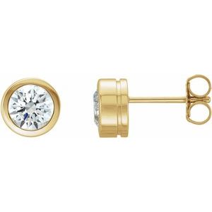 Ladies Natural Diamond Bezel-Set Earring (I1, G-H) — 14K Yellow Gold