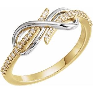 Ladies Natural Diamond Infinity-Inspired Ring (I1, G-H) — 14K Yellow/White Gold