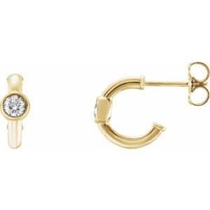 Ladies Natural Diamond Huggie Hoop Earrings (I1, G-H) — 14K Yellow Gold