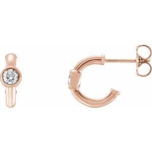 Ladies Natural Diamond Huggie Hoop Earrings (I1, G-H) — 14K Rose Gold