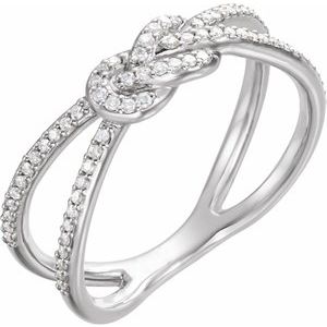 Ladies Natural Diamond Knot Ring (I1, G-H) — Sterling Silver